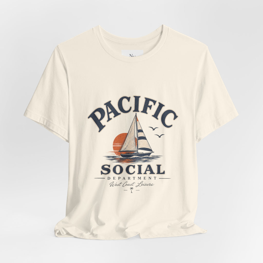 Pacific Social Sailboat Tee — Vintage Sunset Beach T-Shirt