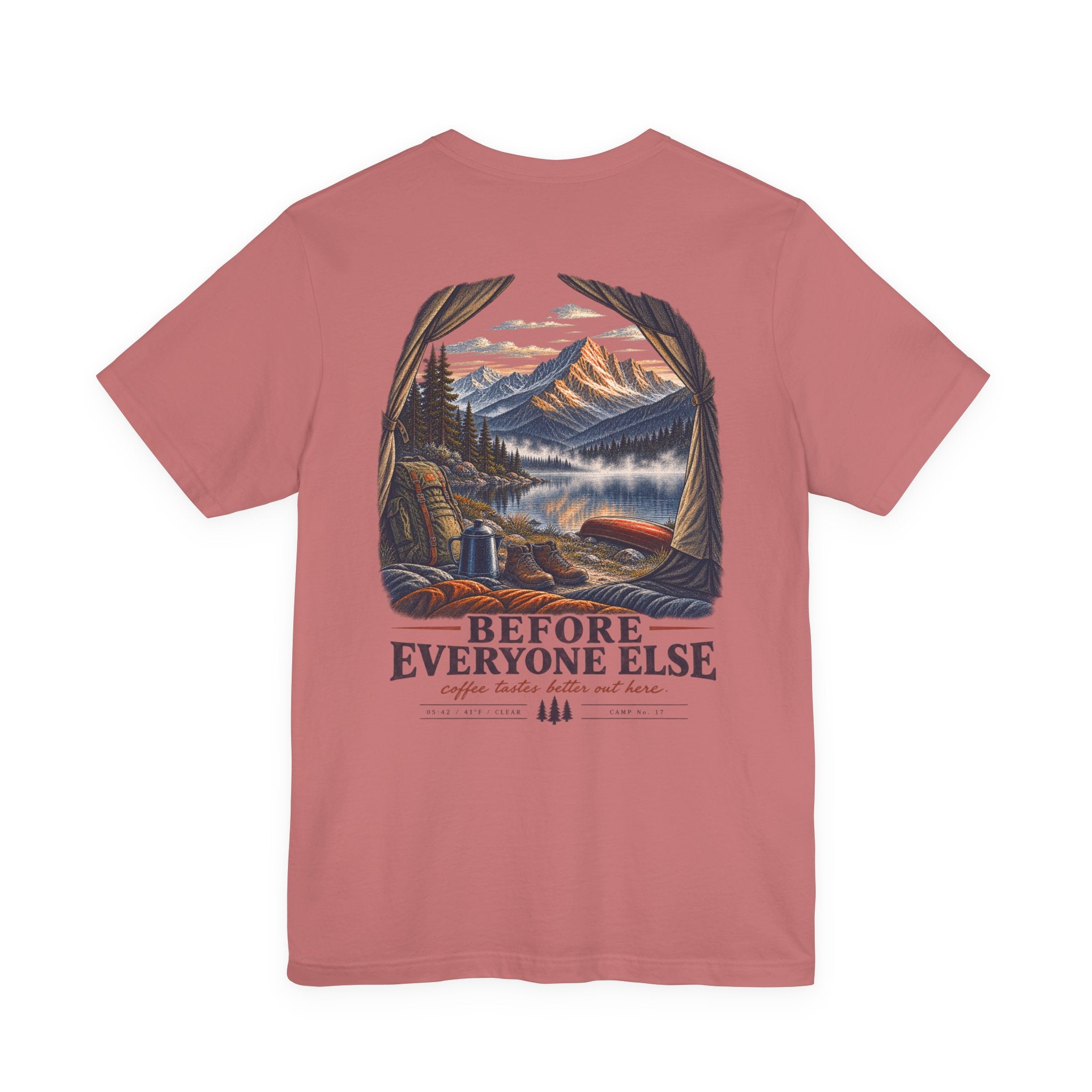 5:42 AM Camping T‑Shirt — "Before Everyone Else" Morning Coffee & Mountain Tee