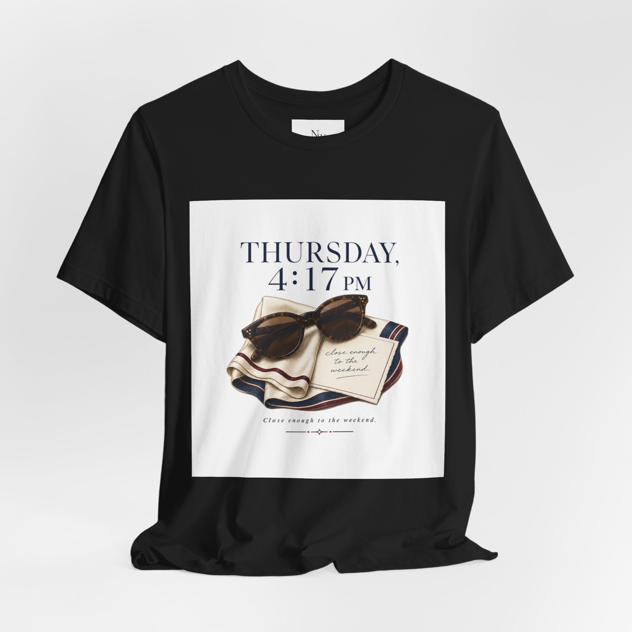 Her Weekend Starts Thursday Tee — 'Thursday, 4:17 PM' Coastal Vintage Graphic Shirt