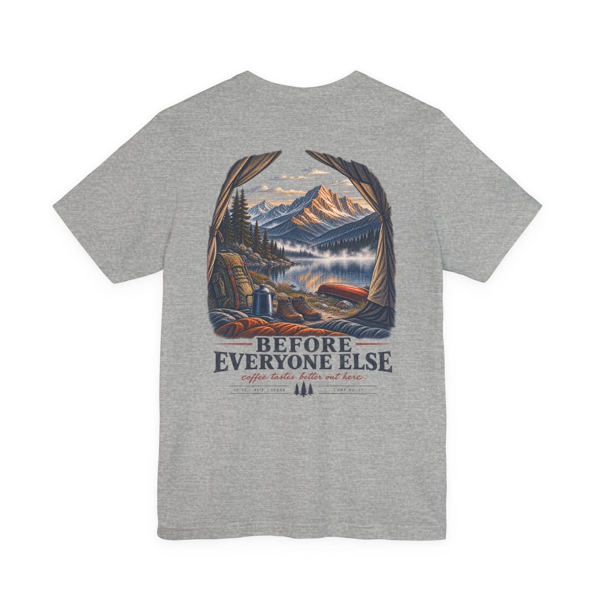 5:42 AM Camping T‑Shirt — "Before Everyone Else" Morning Coffee & Mountain Tee