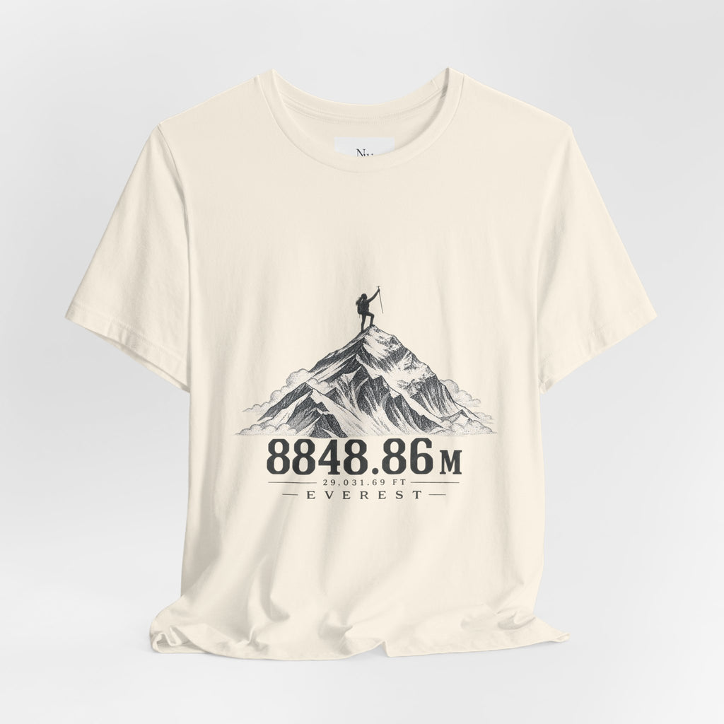 Everest Climber Tee — "She Made It" Mountain Summit Shirt (8848.86m)