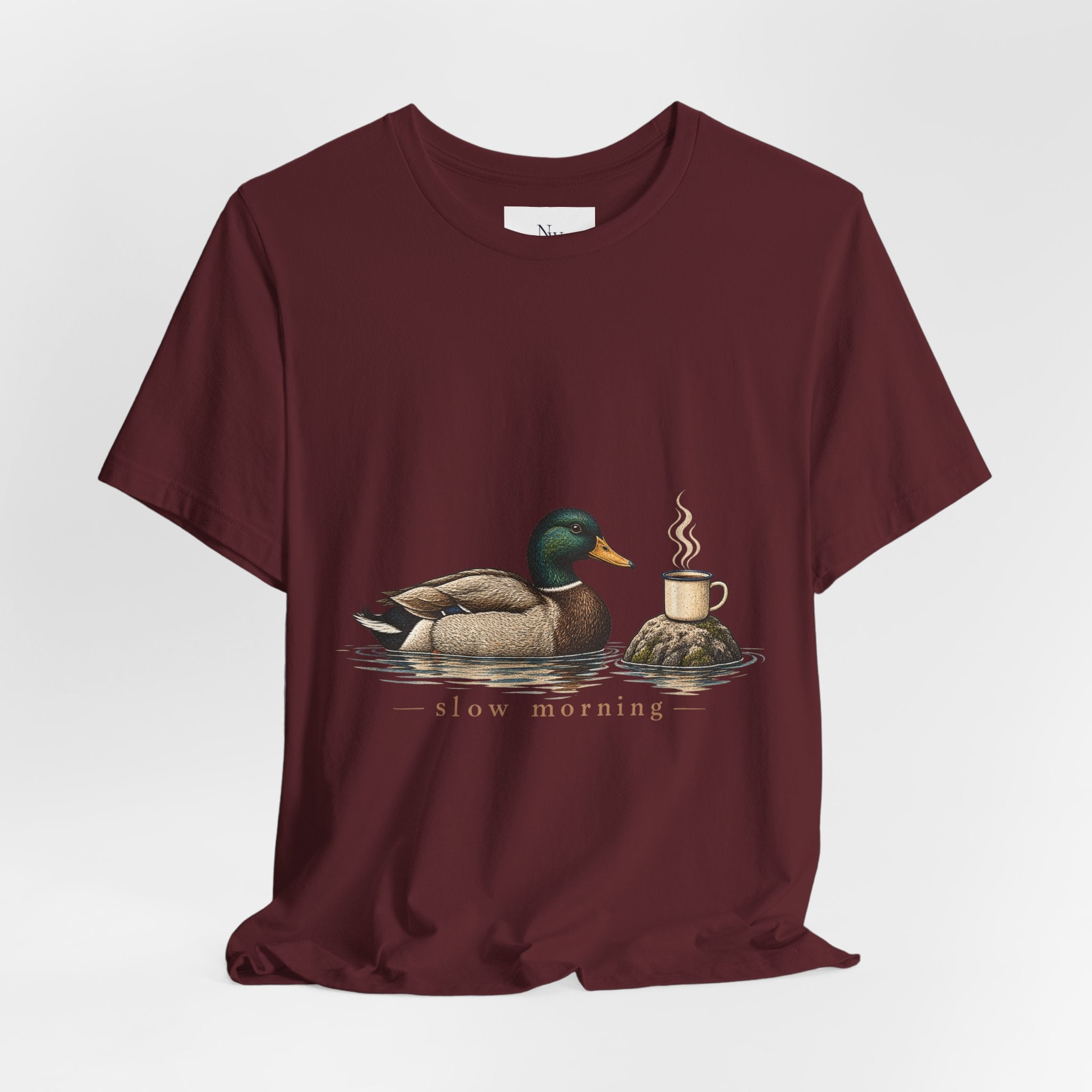 Slow Mornings Duck Tee — Cozy Cabin Nature Graphic T-Shirt