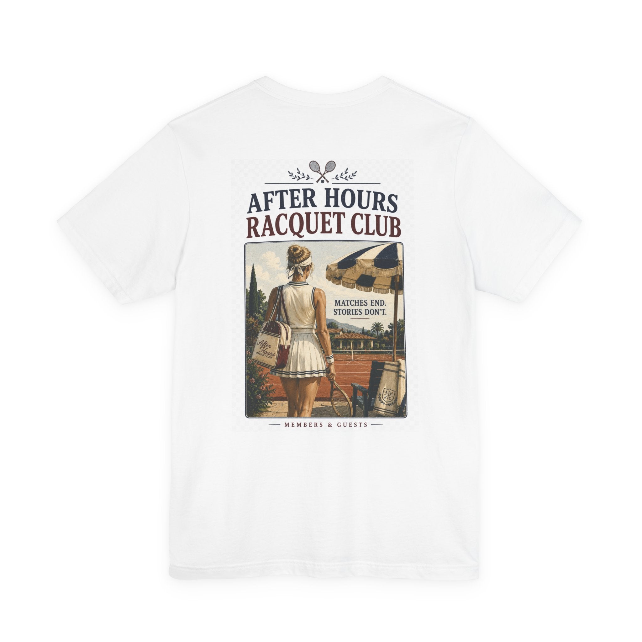 After Hours Racquet Club Tee — Vintage Tennis Graphic Short Sleeve Shirt