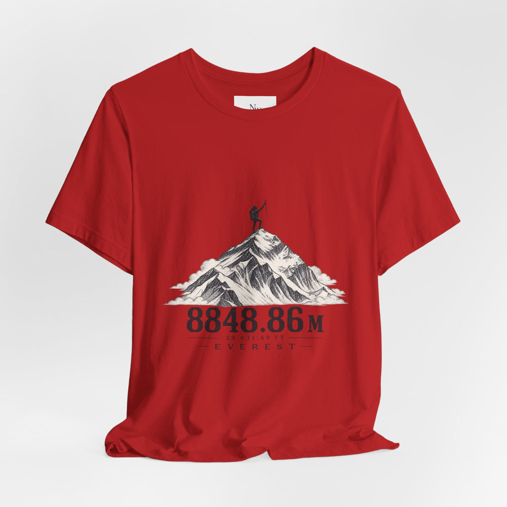 Everest Climber Tee — "She Made It" Mountain Summit Shirt (8848.86m)