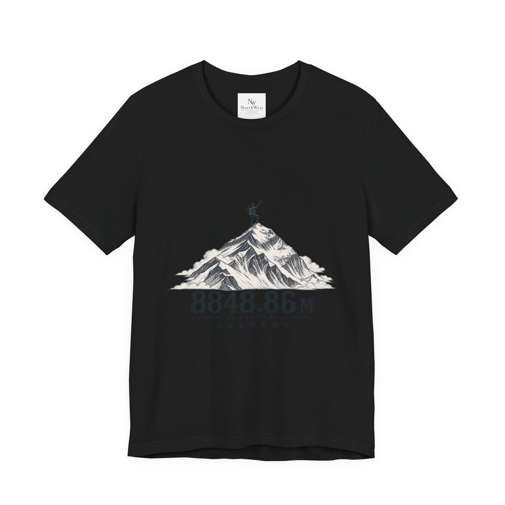 Everest Climber Tee — "She Made It" Mountain Summit Shirt (8848.86m)
