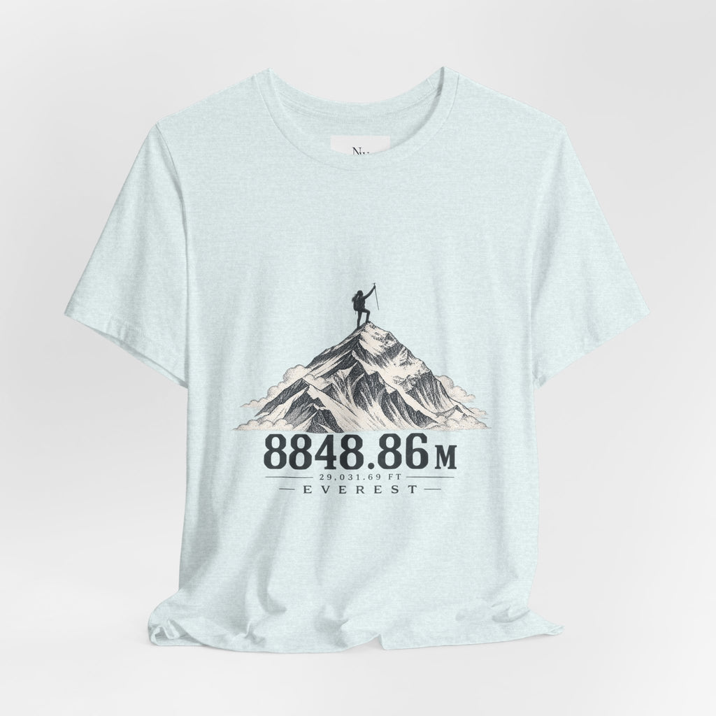 Everest Climber Tee — "She Made It" Mountain Summit Shirt (8848.86m)