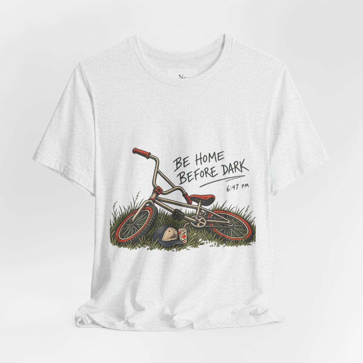 Be Home Before Dark T-Shirt — Vintage Kids Bike & Sunset Graphic Tee