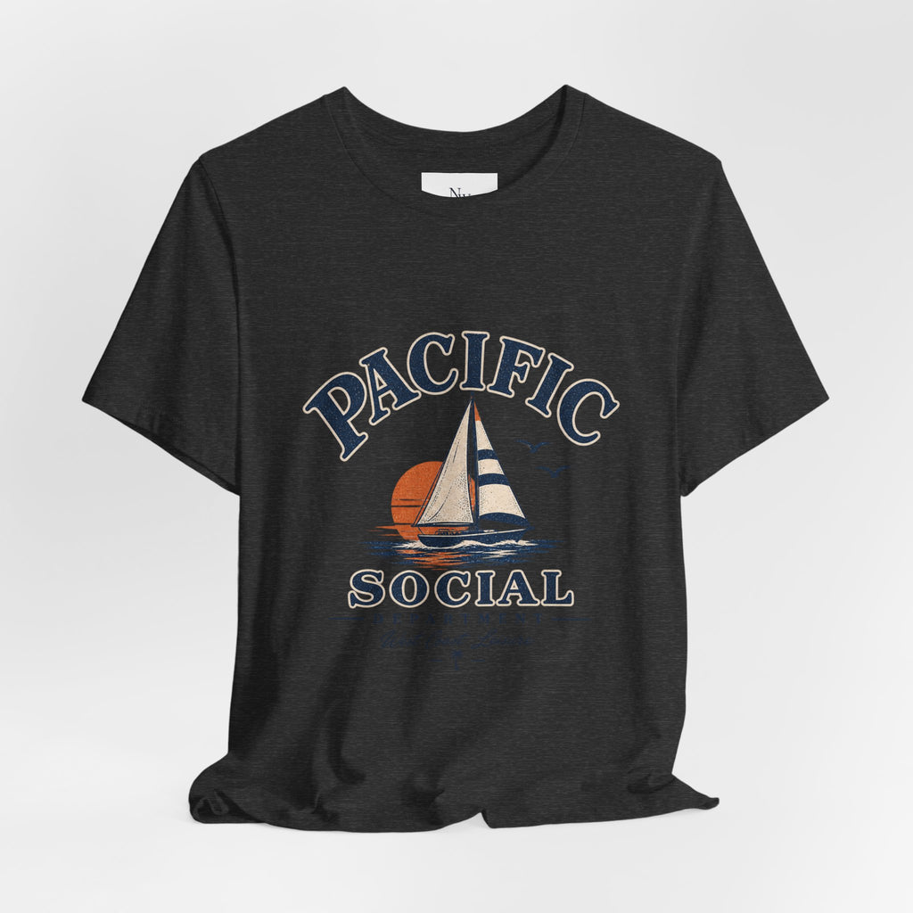 Pacific Social Sailboat Tee — Vintage Sunset Beach T-Shirt