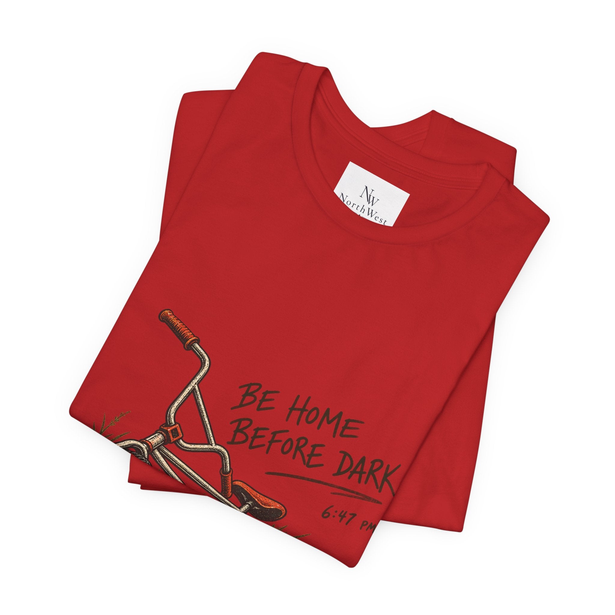 Be Home Before Dark T-Shirt — Vintage Kids Bike & Sunset Graphic Tee
