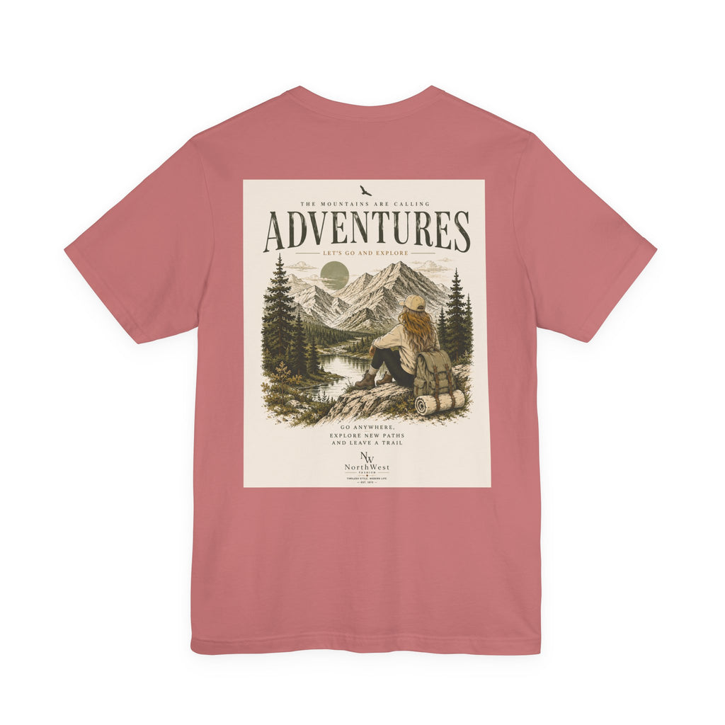Adventures Hiking T-Shirt — "Let's Go and Explore" Vintage Outdoor Graphic Tee