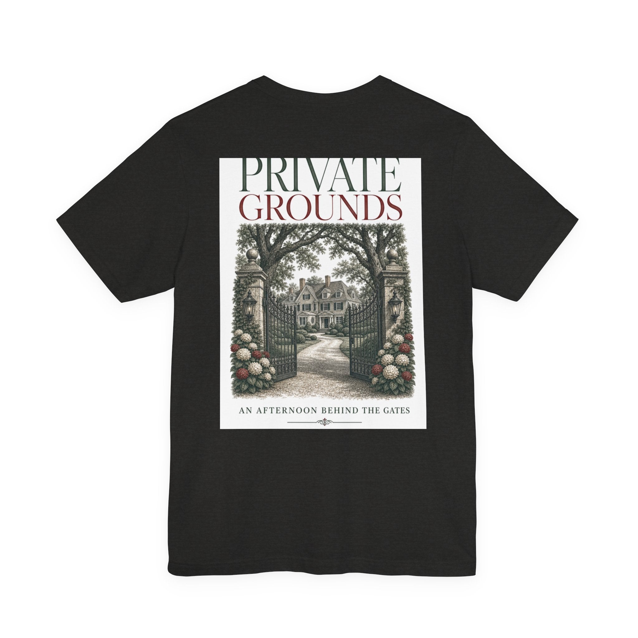 Private Grounds Tee — Vintage Garden Gate Graphic T‑Shirt