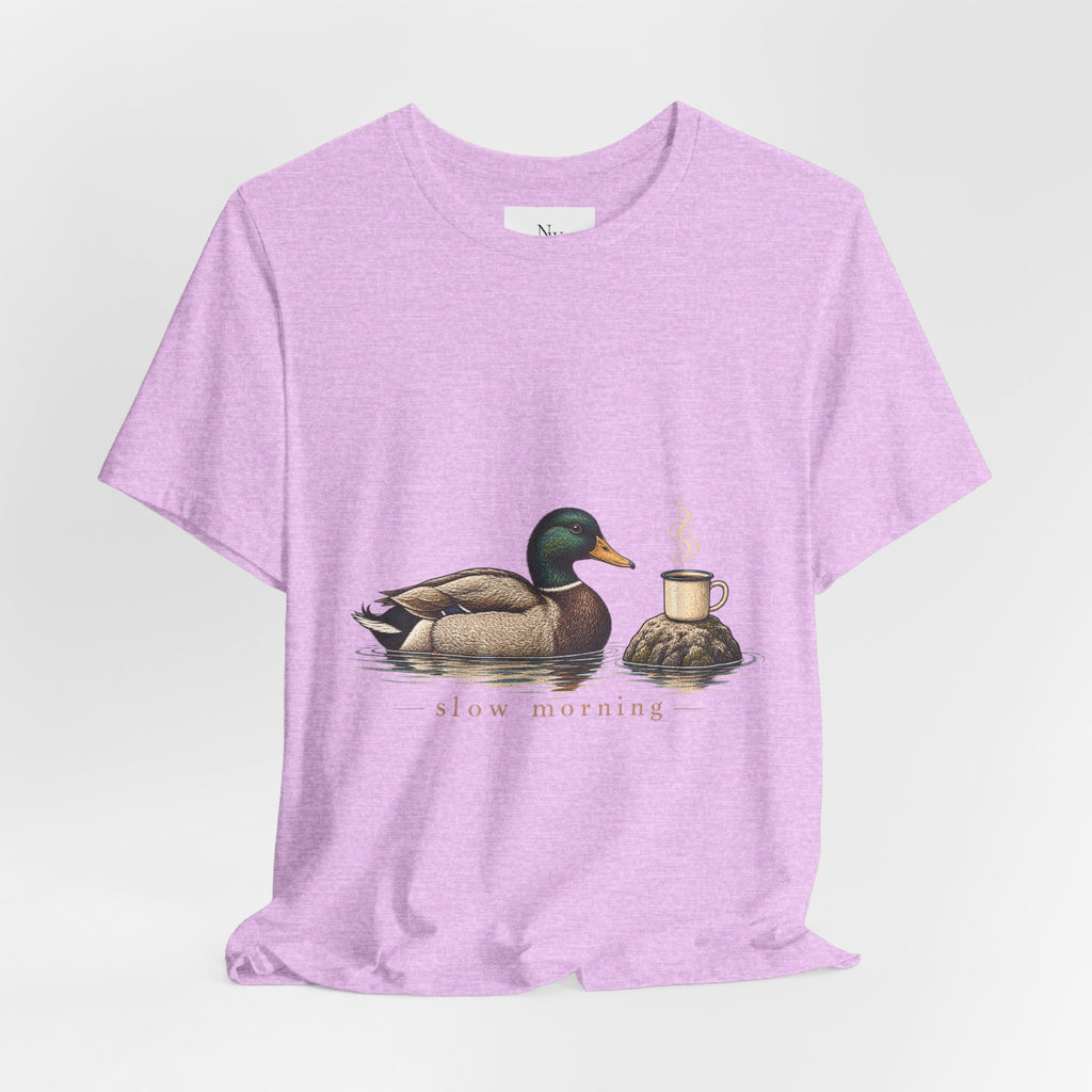 Slow Mornings Duck Tee — Cozy Cabin Nature Graphic T-Shirt