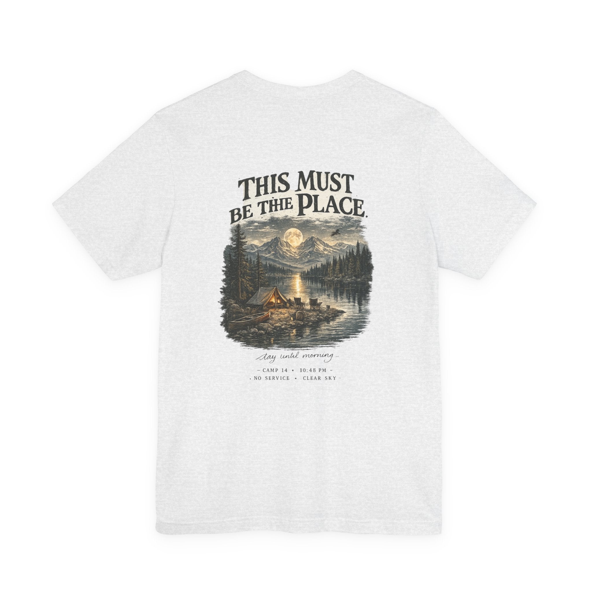 Campfire Adventure T-Shirt — “This Must Be The Place” Scenic Camping Tee