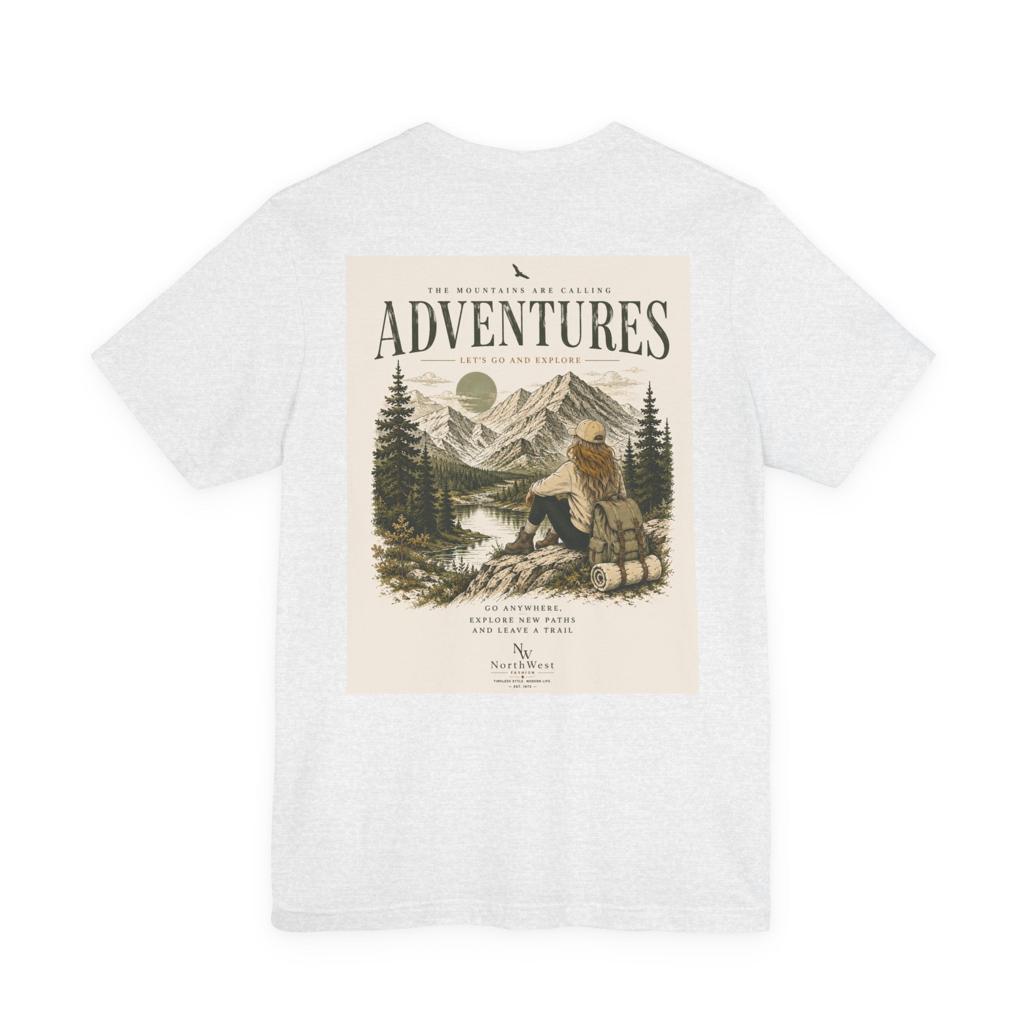 Adventures Hiking T-Shirt — "Let's Go and Explore" Vintage Outdoor Graphic Tee