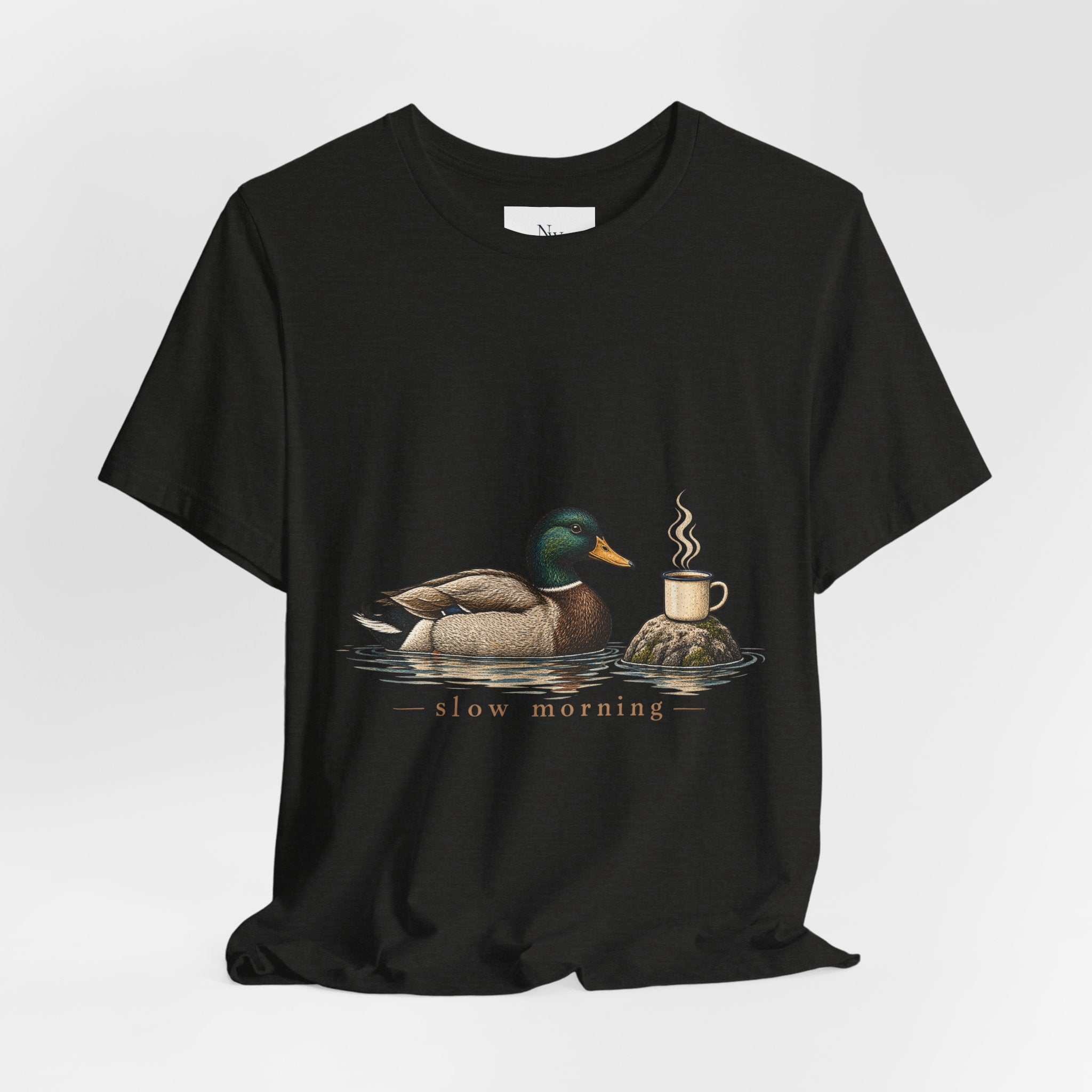 Slow Mornings Duck Tee — Cozy Cabin Nature Graphic T-Shirt