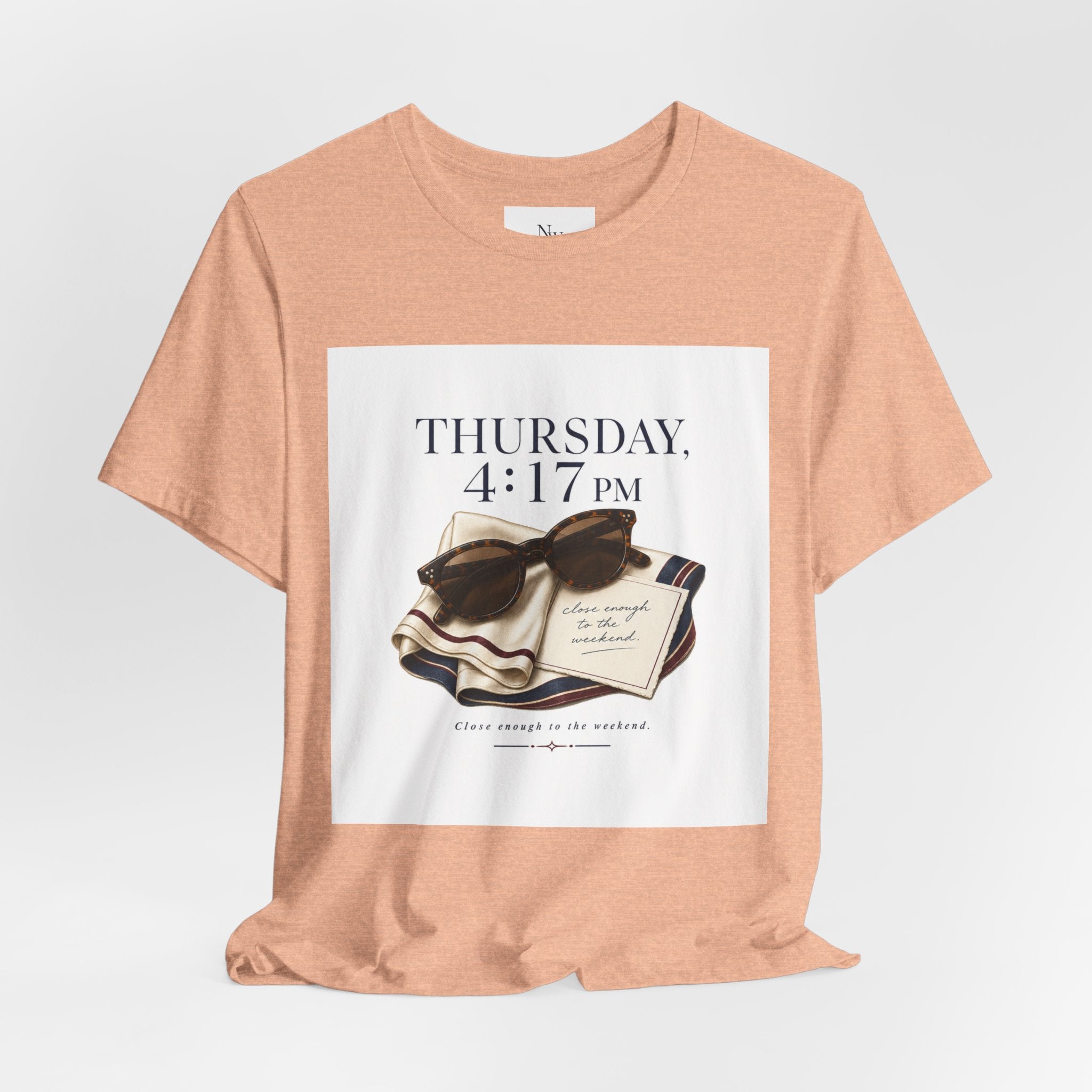 Her Weekend Starts Thursday Tee — 'Thursday, 4:17 PM' Coastal Vintage Graphic Shirt