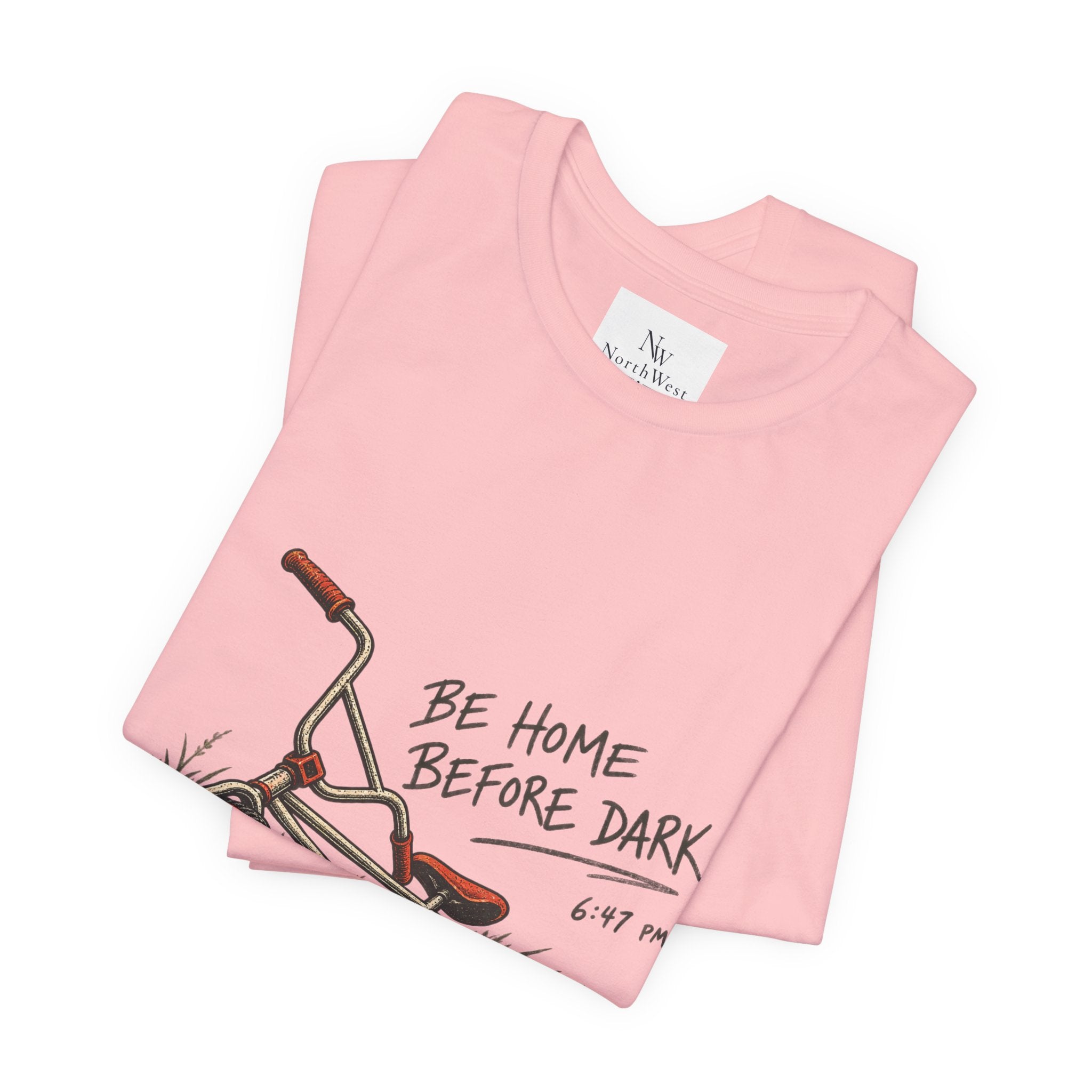 Be Home Before Dark T-Shirt — Vintage Kids Bike & Sunset Graphic Tee