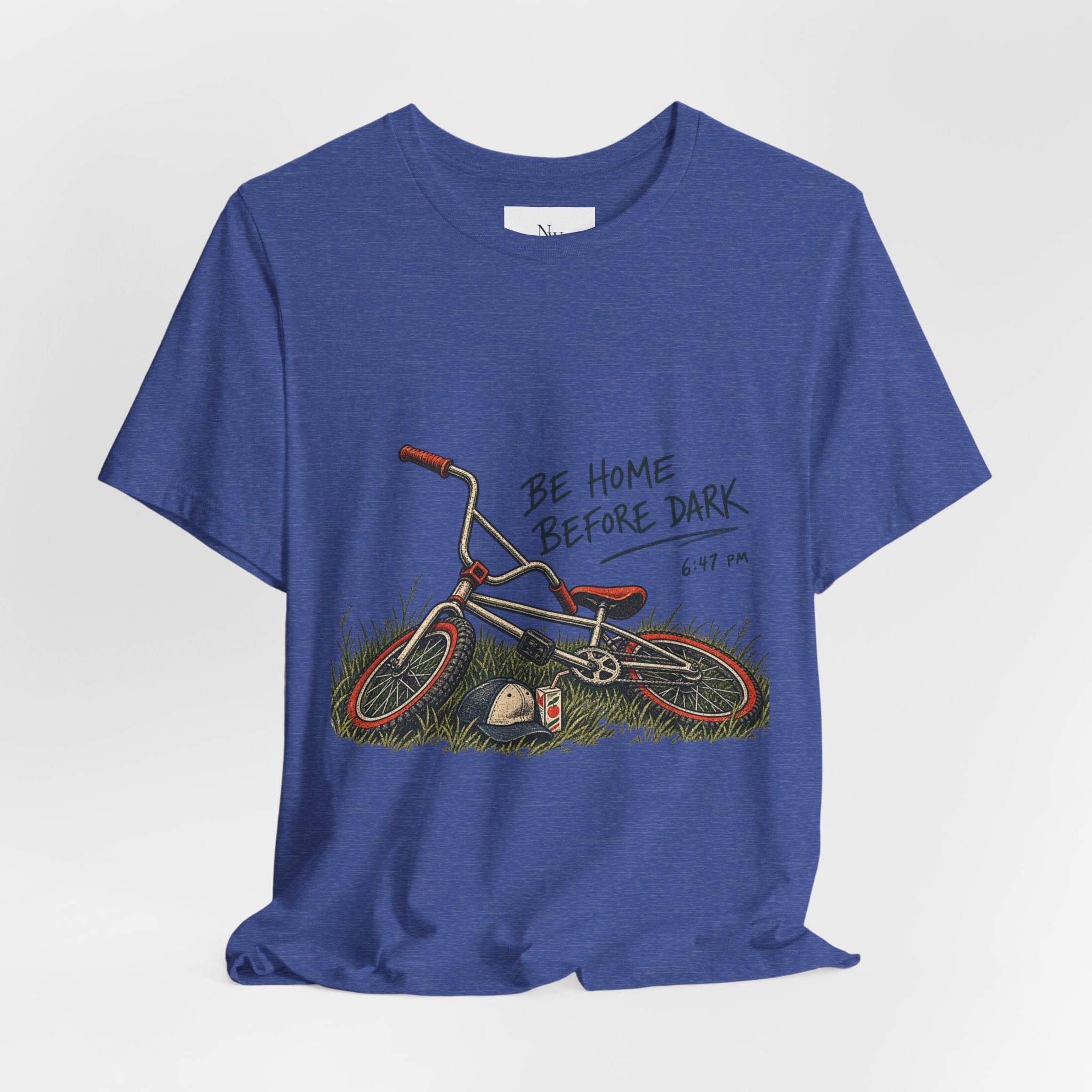 Be Home Before Dark T-Shirt — Vintage Kids Bike & Sunset Graphic Tee
