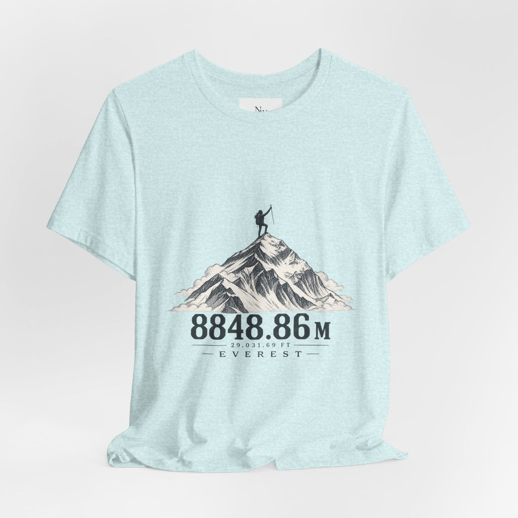 Everest Climber Tee — "She Made It" Mountain Summit Shirt (8848.86m)