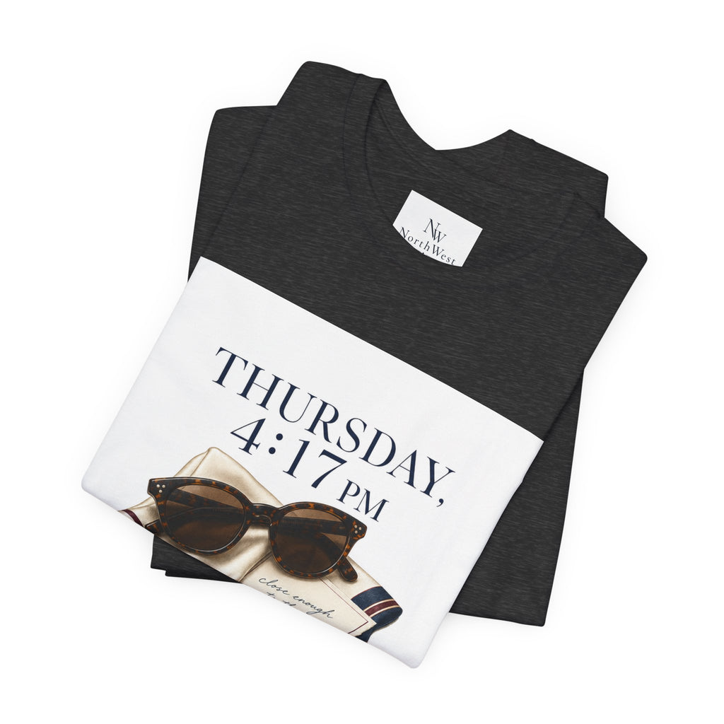 Her Weekend Starts Thursday Tee — 'Thursday, 4:17 PM' Coastal Vintage Graphic Shirt