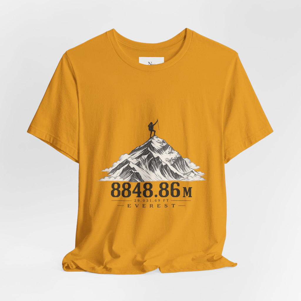 Everest Climber Tee — "She Made It" Mountain Summit Shirt (8848.86m)