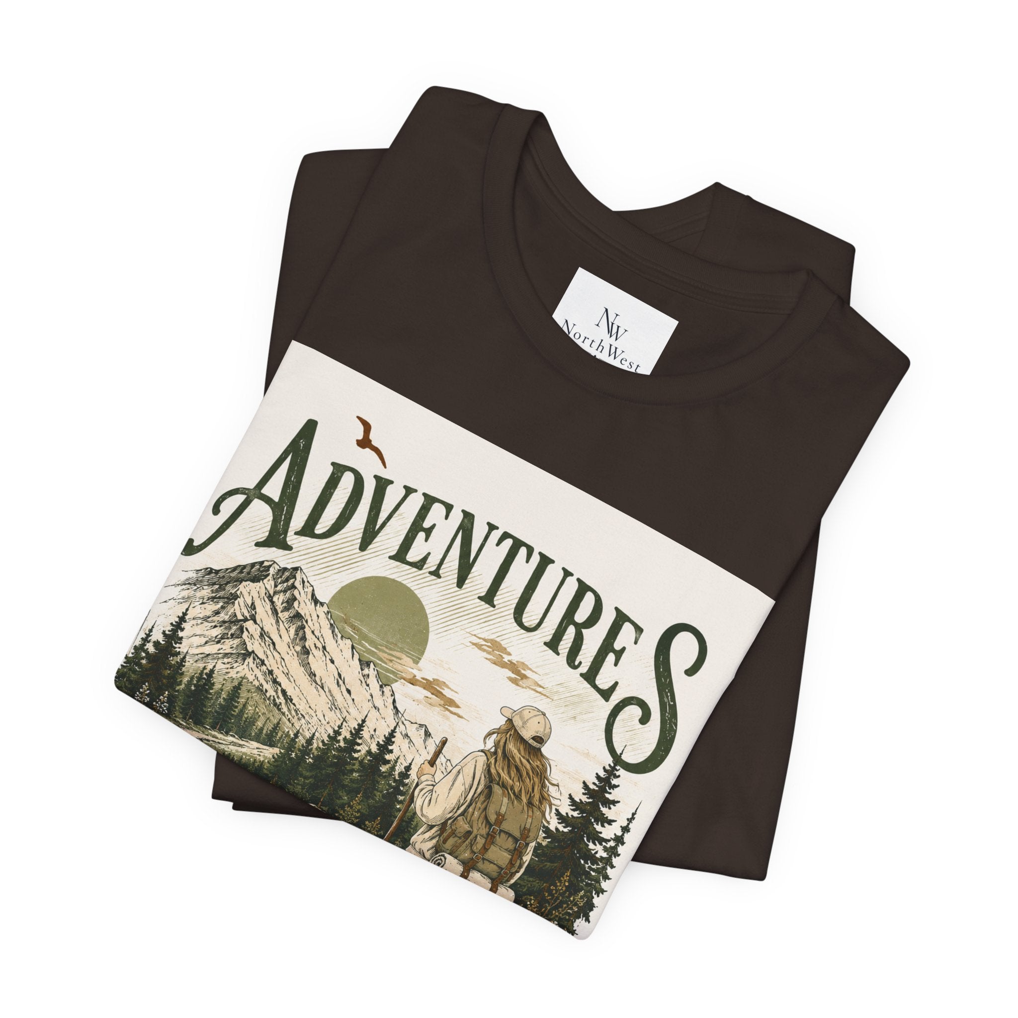 Adventures Hiking T-Shirt — "Let's Go and Explore" Vintage Outdoor Graphic Tee