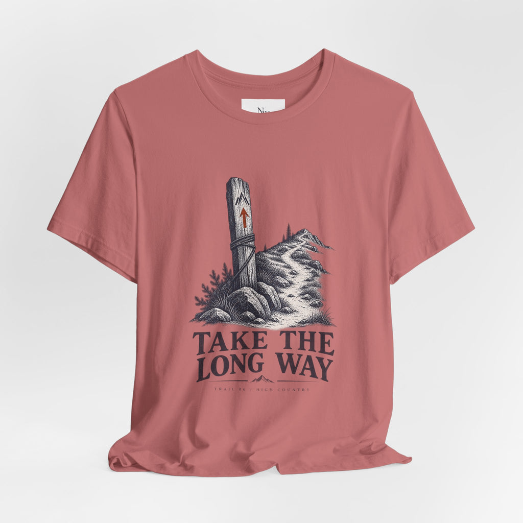 Take The Long Way T‑Shirt — Scenic Hiking Adventure Tee ("Take the Long Way" / "The Long Way Home")