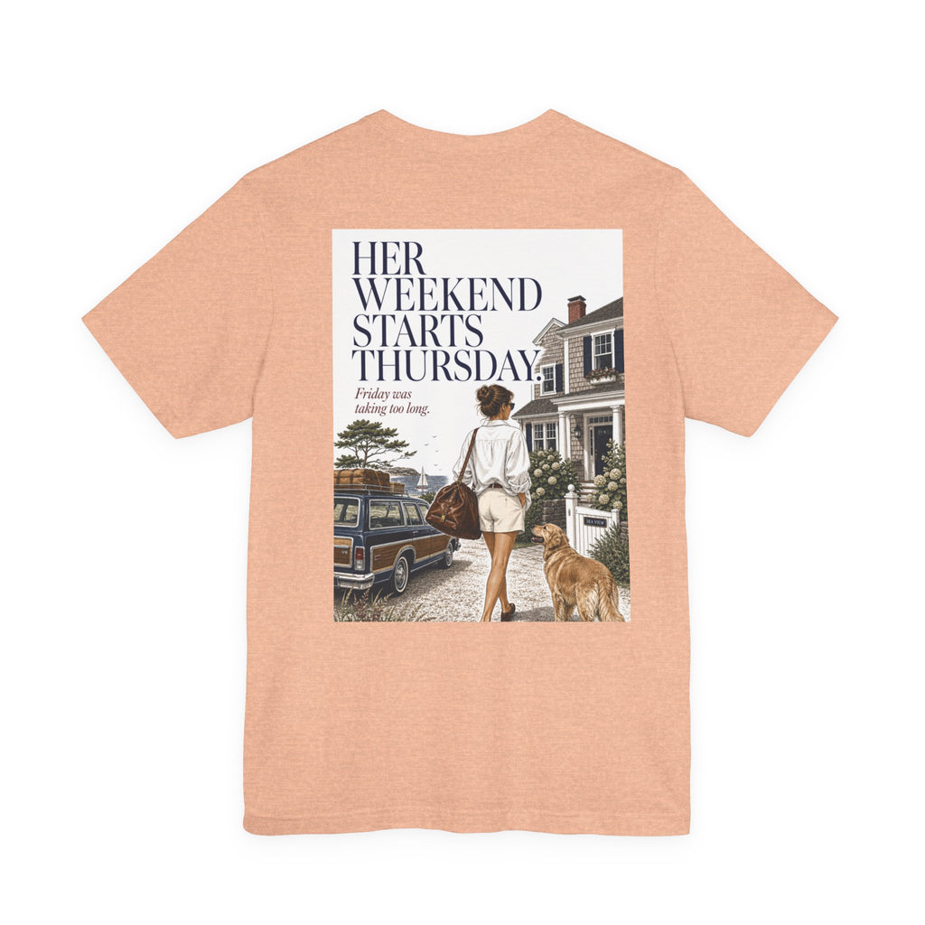 Her Weekend Starts Thursday Tee — 'Thursday, 4:17 PM' Coastal Vintage Graphic Shirt