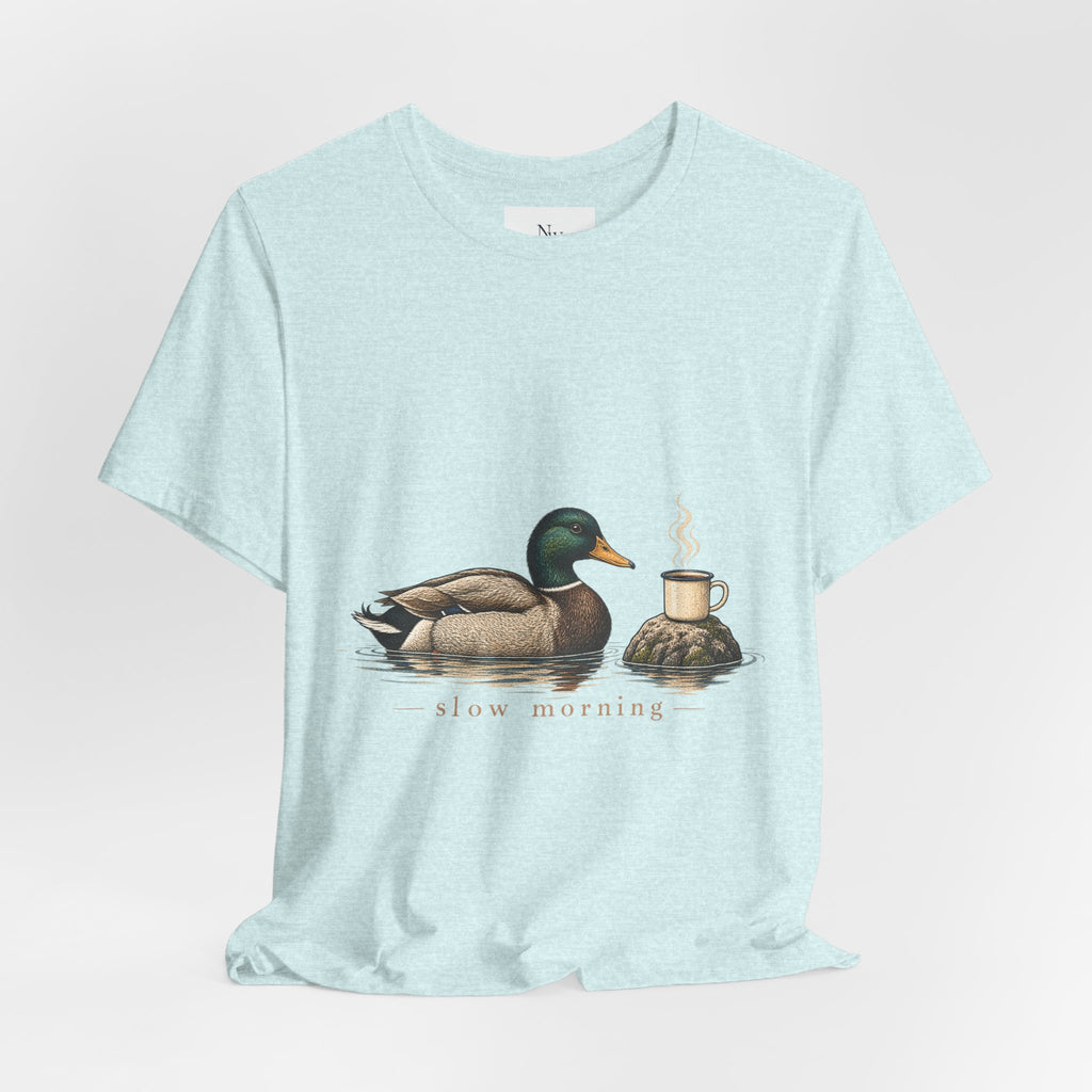 Slow Mornings Duck Tee — Cozy Cabin Nature Graphic T-Shirt