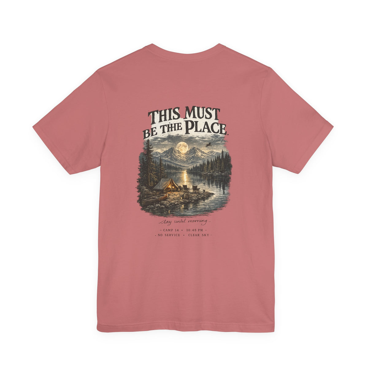 Campfire Adventure T-Shirt — “This Must Be The Place” Scenic Camping Tee