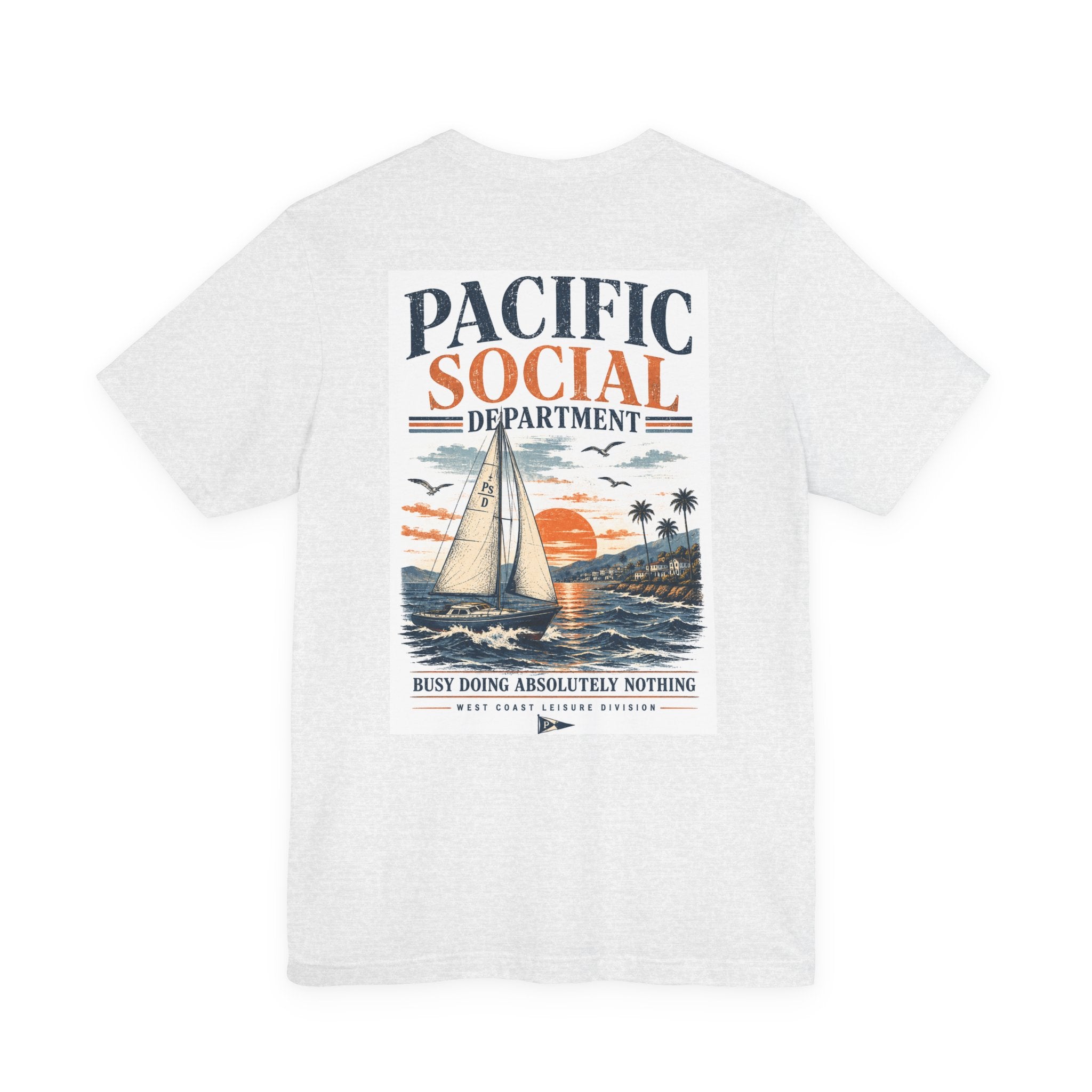 Pacific Social Sailboat Tee — Vintage Sunset Beach T-Shirt