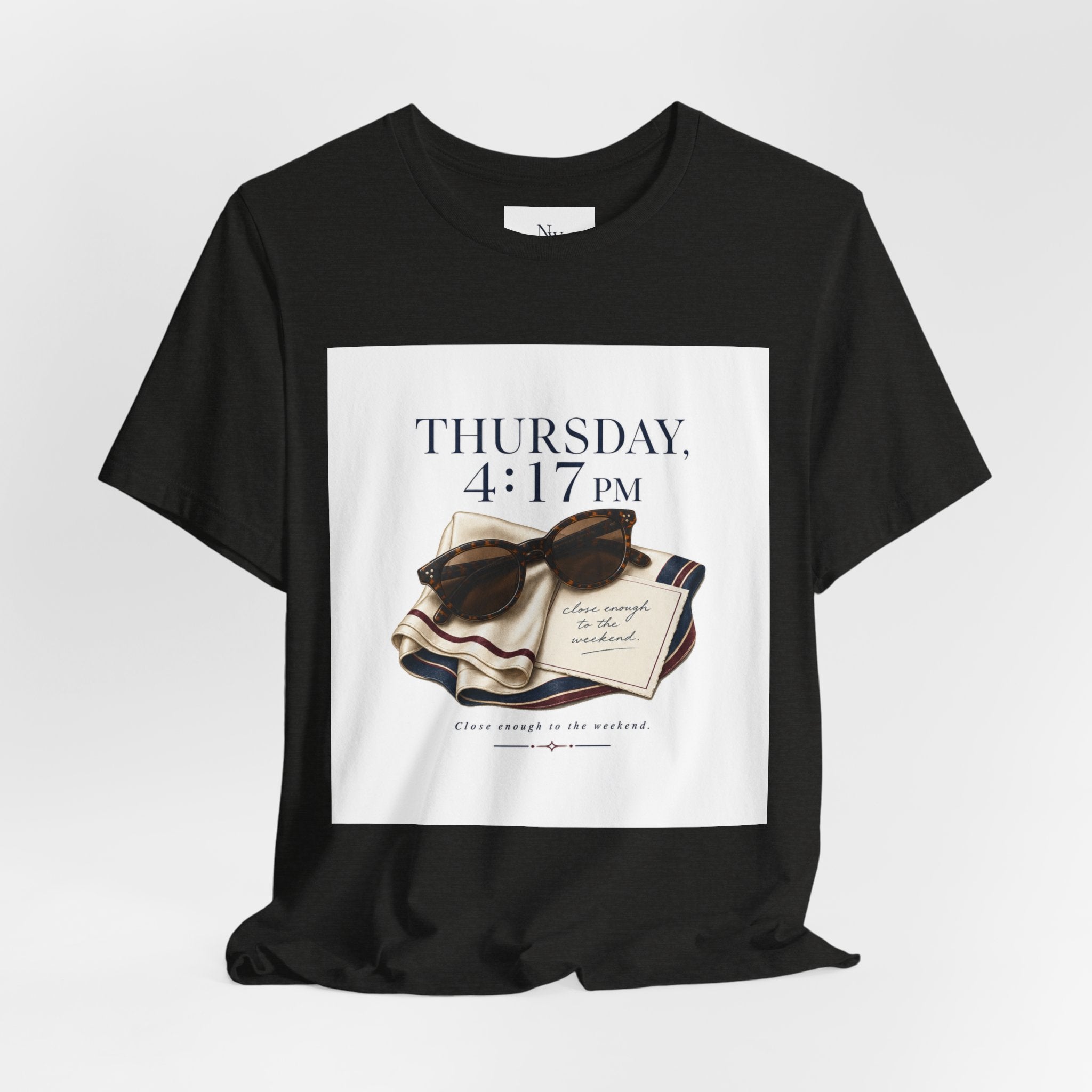 Her Weekend Starts Thursday Tee — 'Thursday, 4:17 PM' Coastal Vintage Graphic Shirt