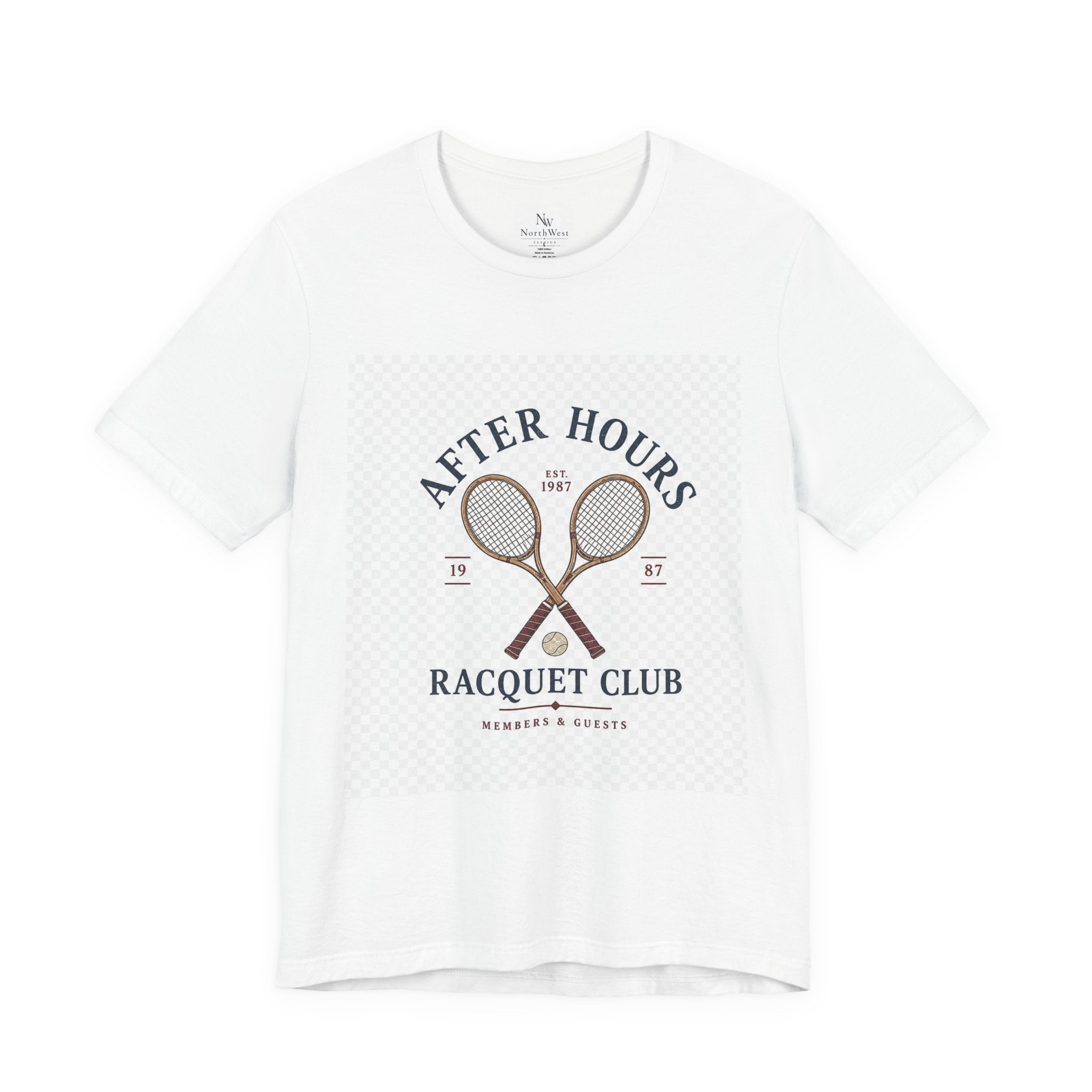 After Hours Racquet Club Tee — Vintage Tennis Graphic Short Sleeve Shirt