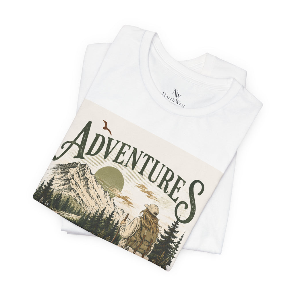Adventures Hiking T-Shirt — "Let's Go and Explore" Vintage Outdoor Graphic Tee