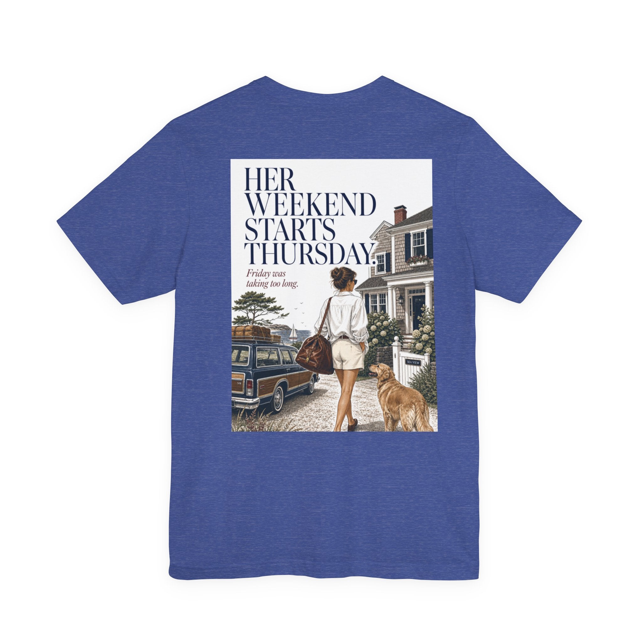Her Weekend Starts Thursday Tee — 'Thursday, 4:17 PM' Coastal Vintage Graphic Shirt