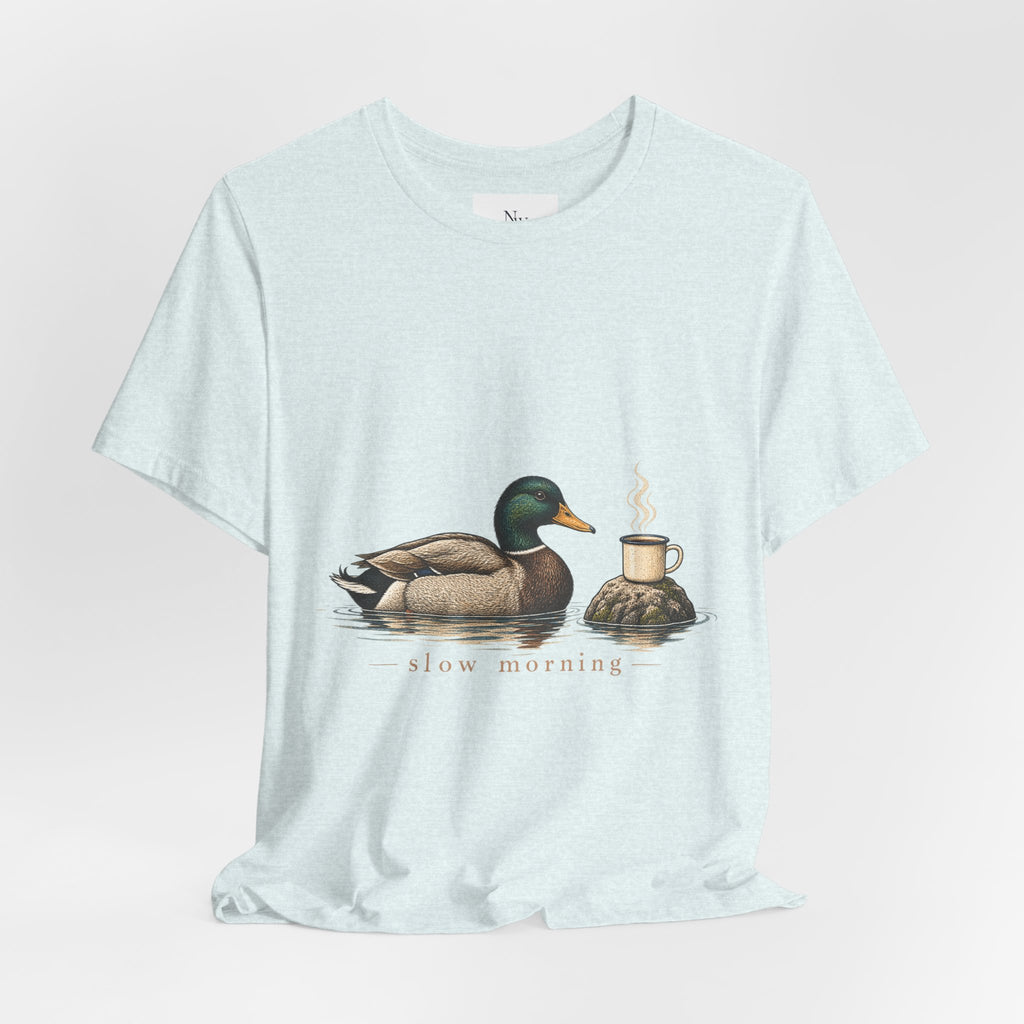 Slow Mornings Duck Tee — Cozy Cabin Nature Graphic T-Shirt