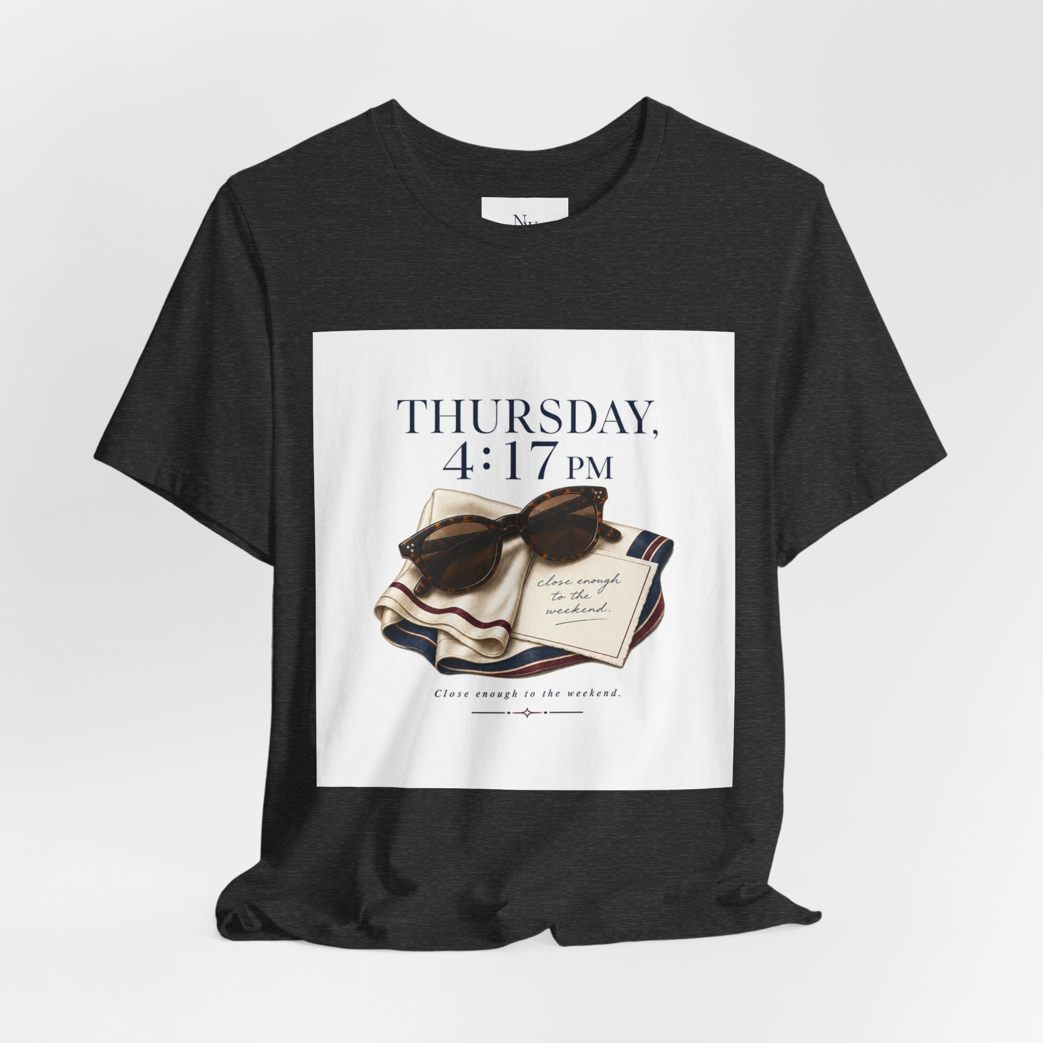 Her Weekend Starts Thursday Tee — 'Thursday, 4:17 PM' Coastal Vintage Graphic Shirt