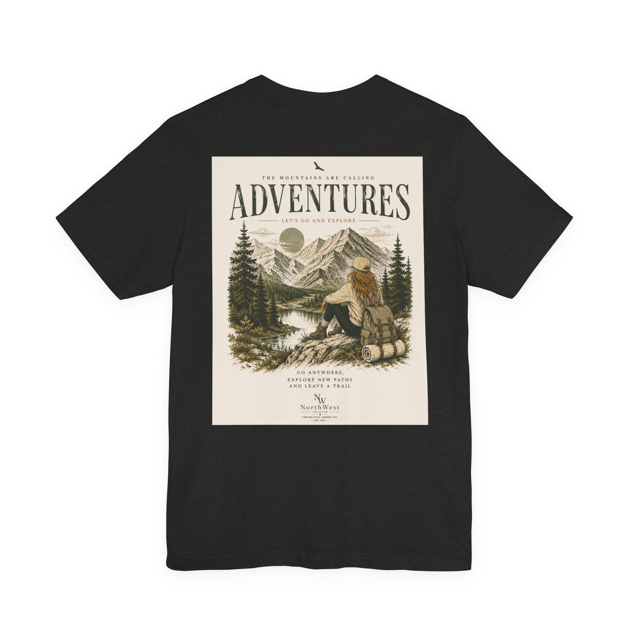 Adventures Hiking T-Shirt — "Let's Go and Explore" Vintage Outdoor Graphic Tee