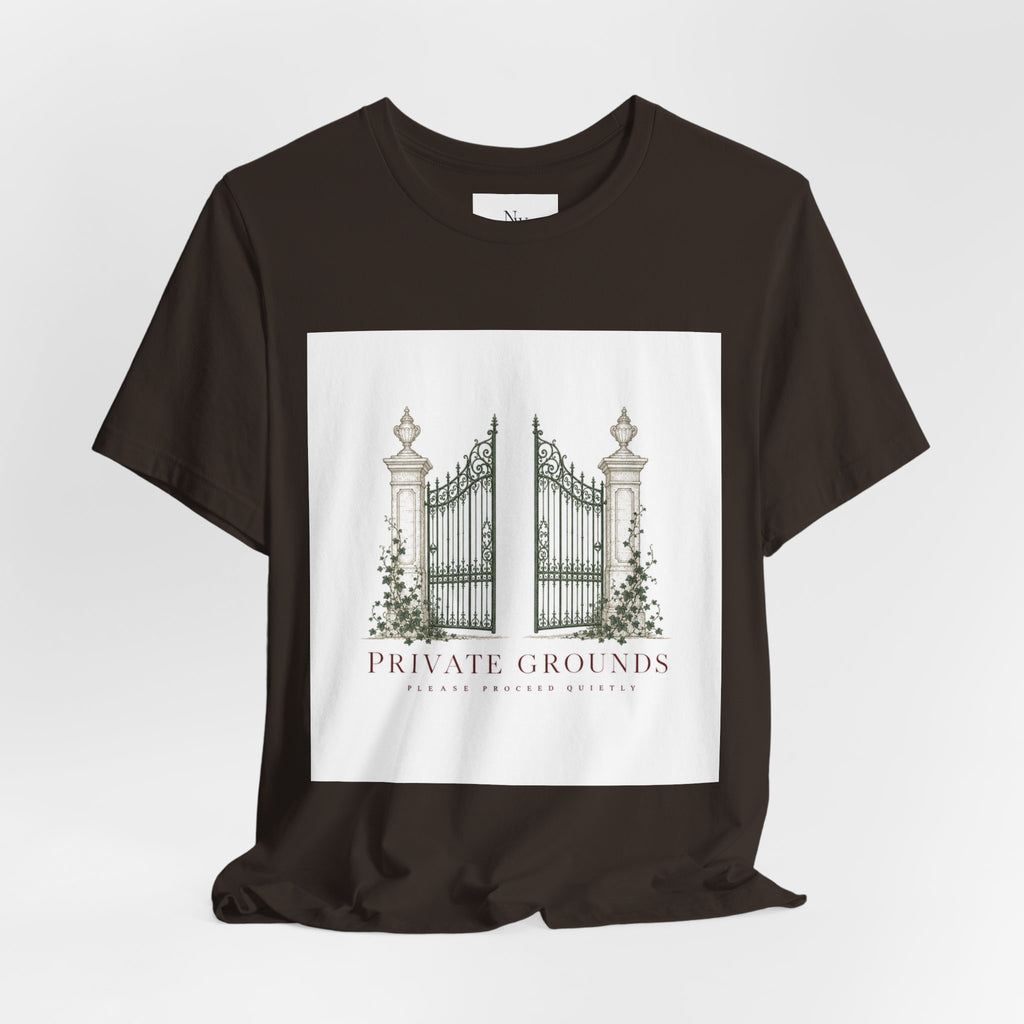 Private Grounds Tee — Vintage Garden Gate Graphic T‑Shirt