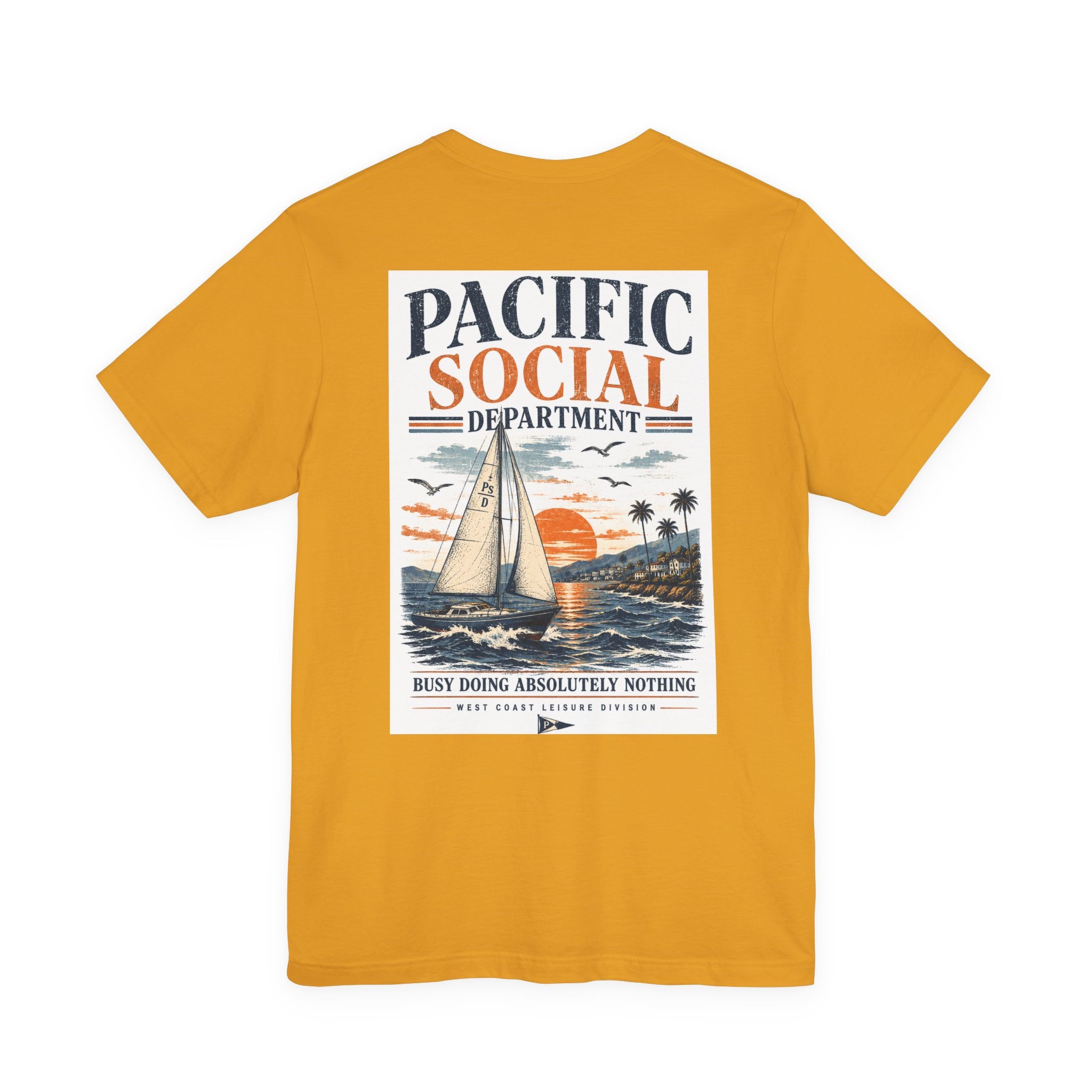 Pacific Social Sailboat Tee — Vintage Sunset Beach T-Shirt