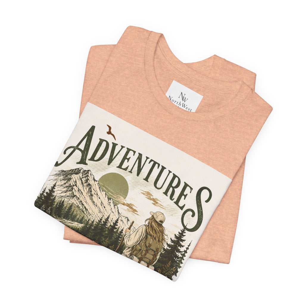 Adventures Hiking T-Shirt — "Let's Go and Explore" Vintage Outdoor Graphic Tee