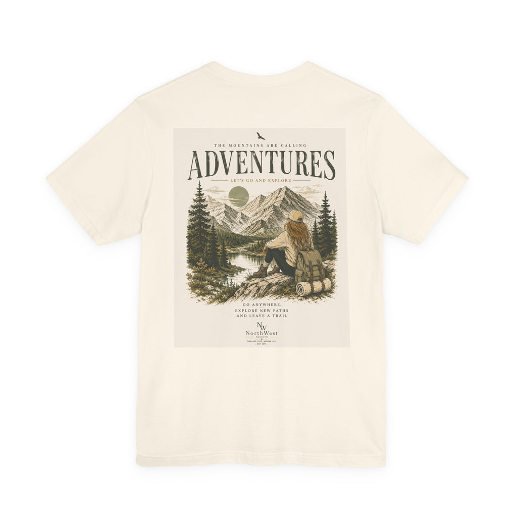 Adventures Hiking T-Shirt — "Let's Go and Explore" Vintage Outdoor Graphic Tee