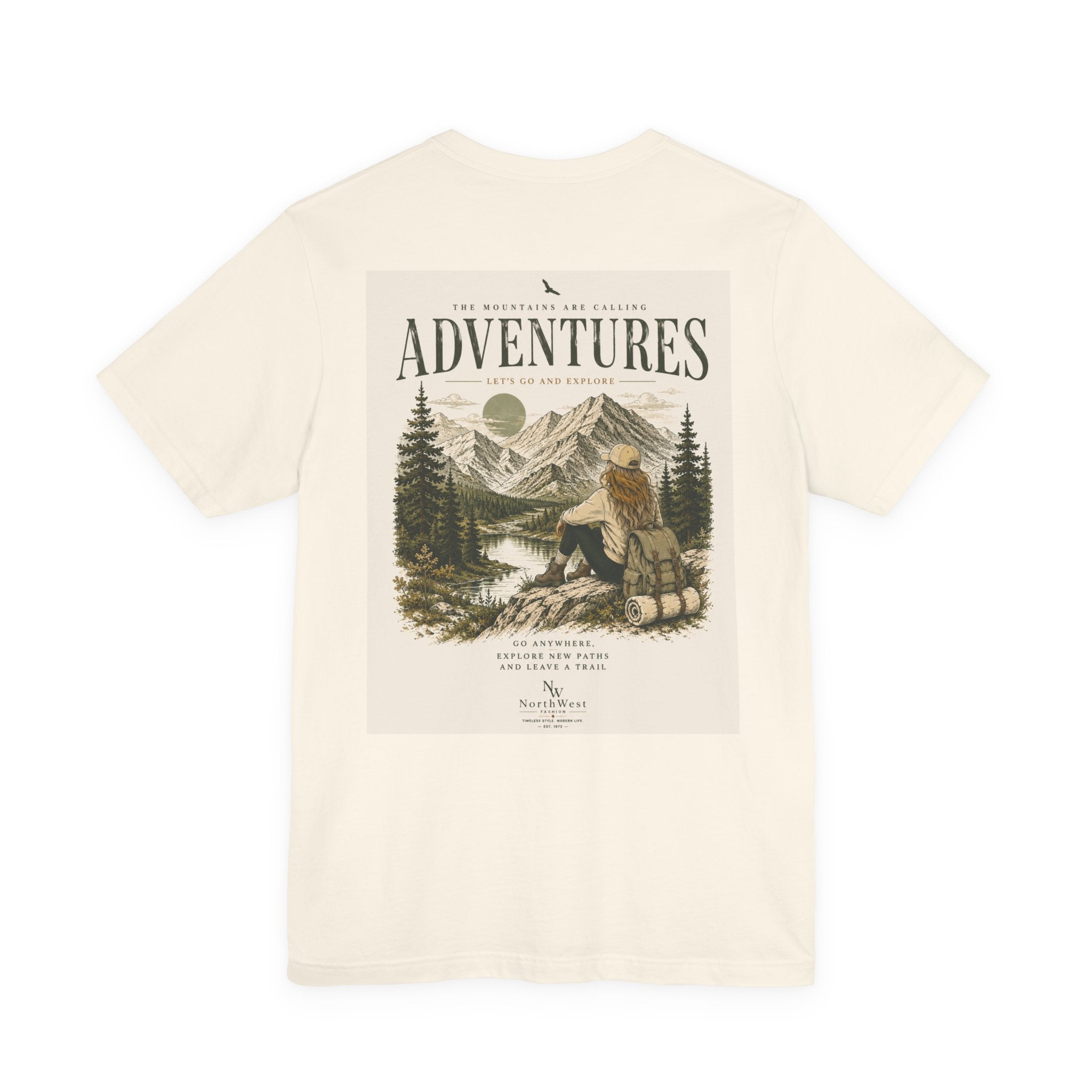 Adventures Hiking T-Shirt — "Let's Go and Explore" Vintage Outdoor Graphic Tee