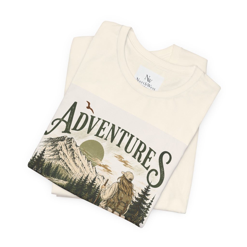 Adventures Hiking T-Shirt — "Let's Go and Explore" Vintage Outdoor Graphic Tee