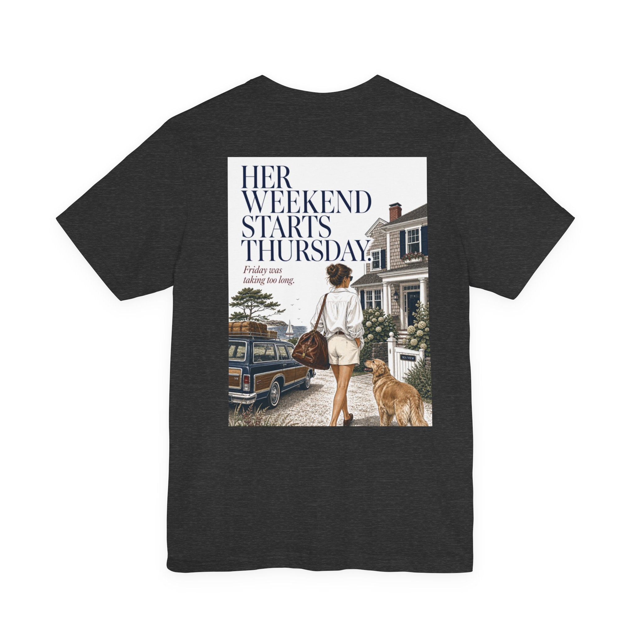 Her Weekend Starts Thursday Tee — 'Thursday, 4:17 PM' Coastal Vintage Graphic Shirt