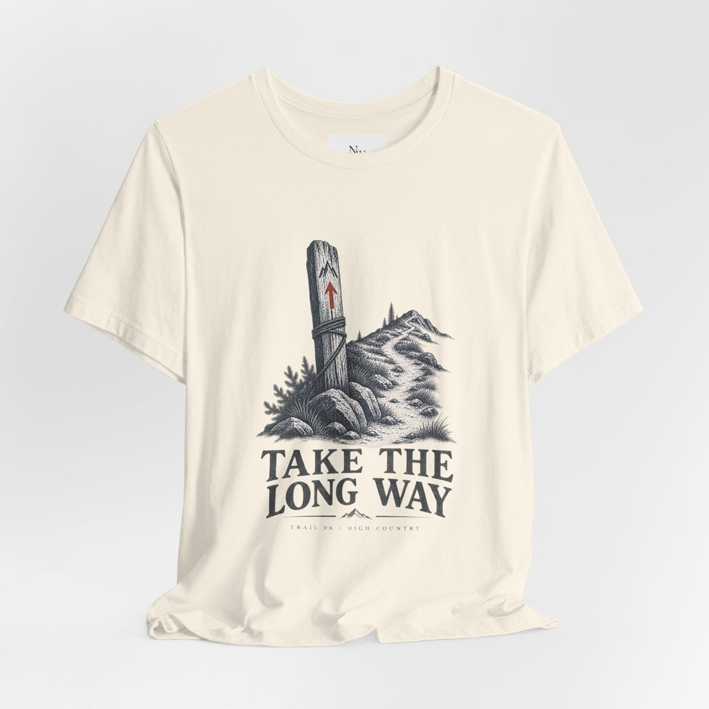 Take The Long Way T‑Shirt — Scenic Hiking Adventure Tee ("Take the Long Way" / "The Long Way Home")