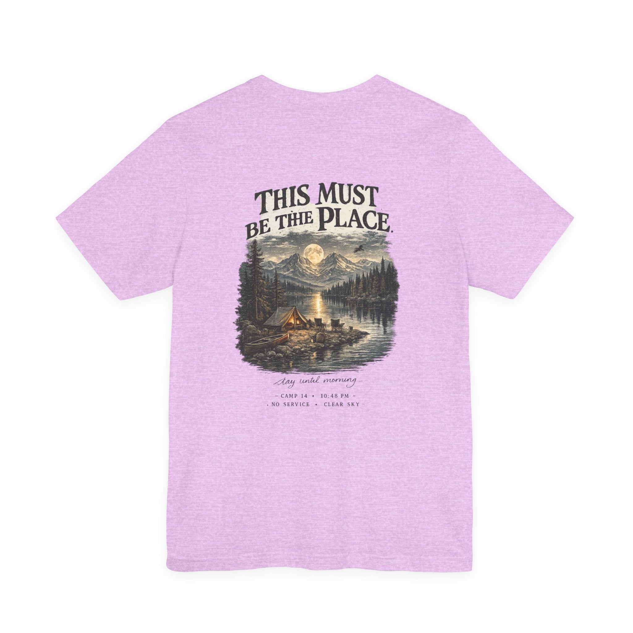 Campfire Adventure T-Shirt — “This Must Be The Place” Scenic Camping Tee