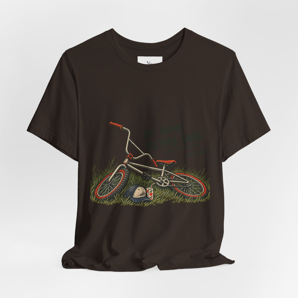 Be Home Before Dark T-Shirt — Vintage Kids Bike & Sunset Graphic Tee