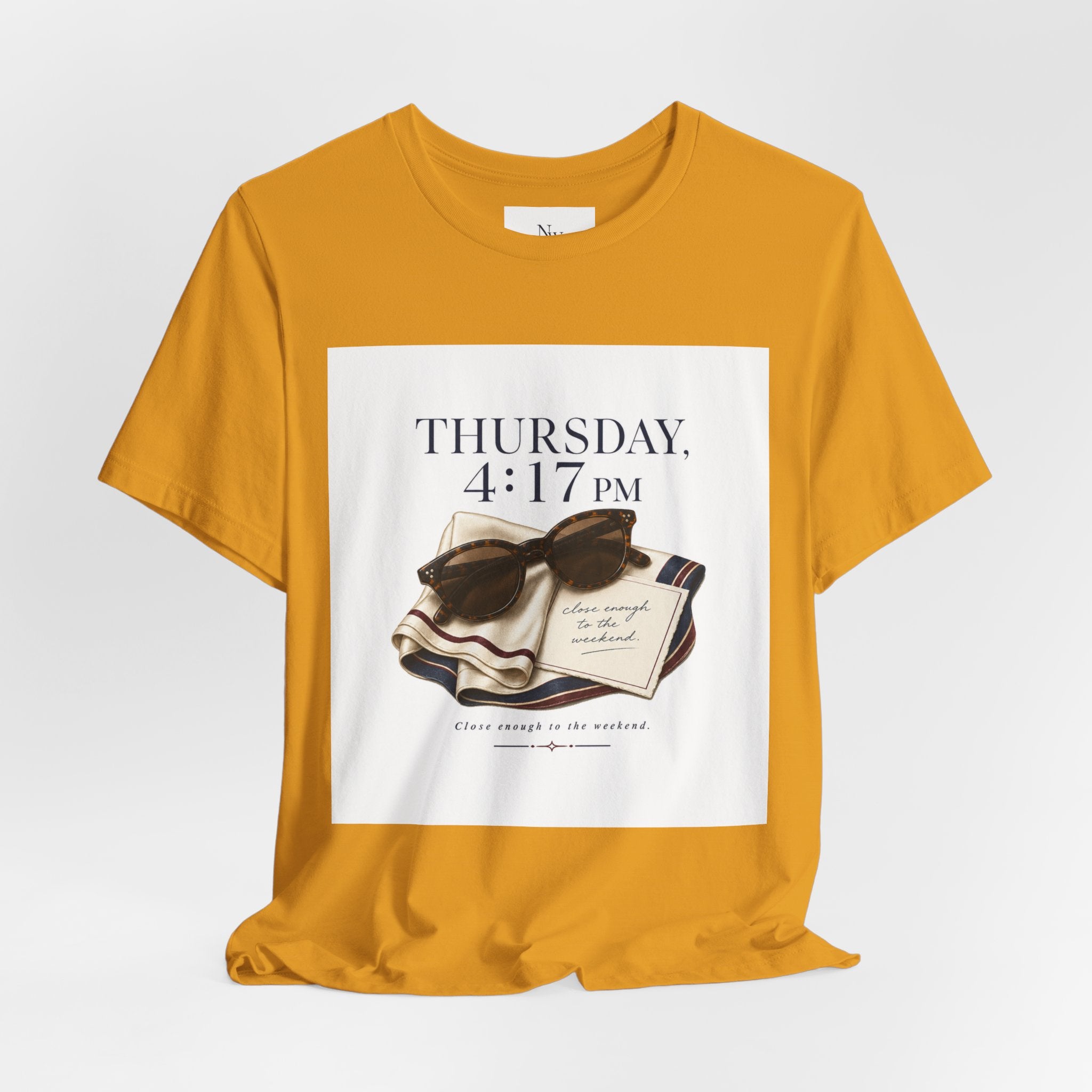 Her Weekend Starts Thursday Tee — 'Thursday, 4:17 PM' Coastal Vintage Graphic Shirt
