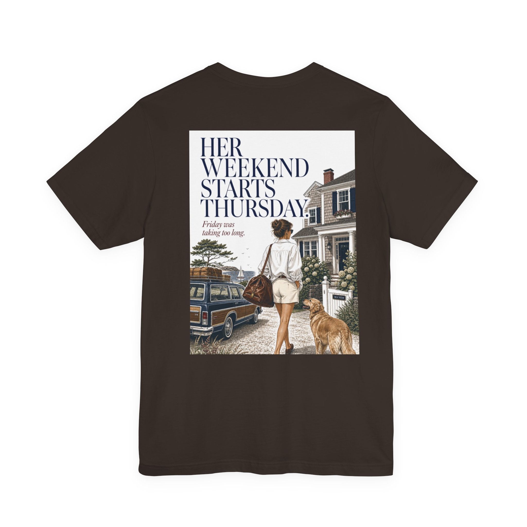Her Weekend Starts Thursday Tee — 'Thursday, 4:17 PM' Coastal Vintage Graphic Shirt